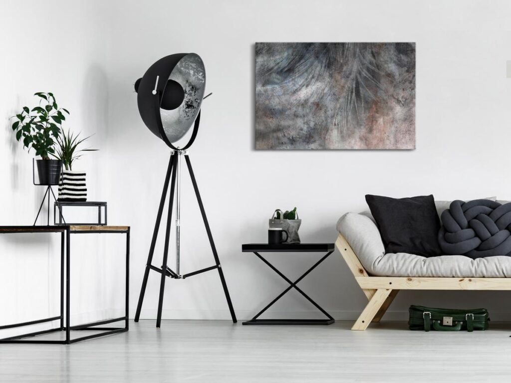 Schilderij - Grey Feather (1 Part) Wide