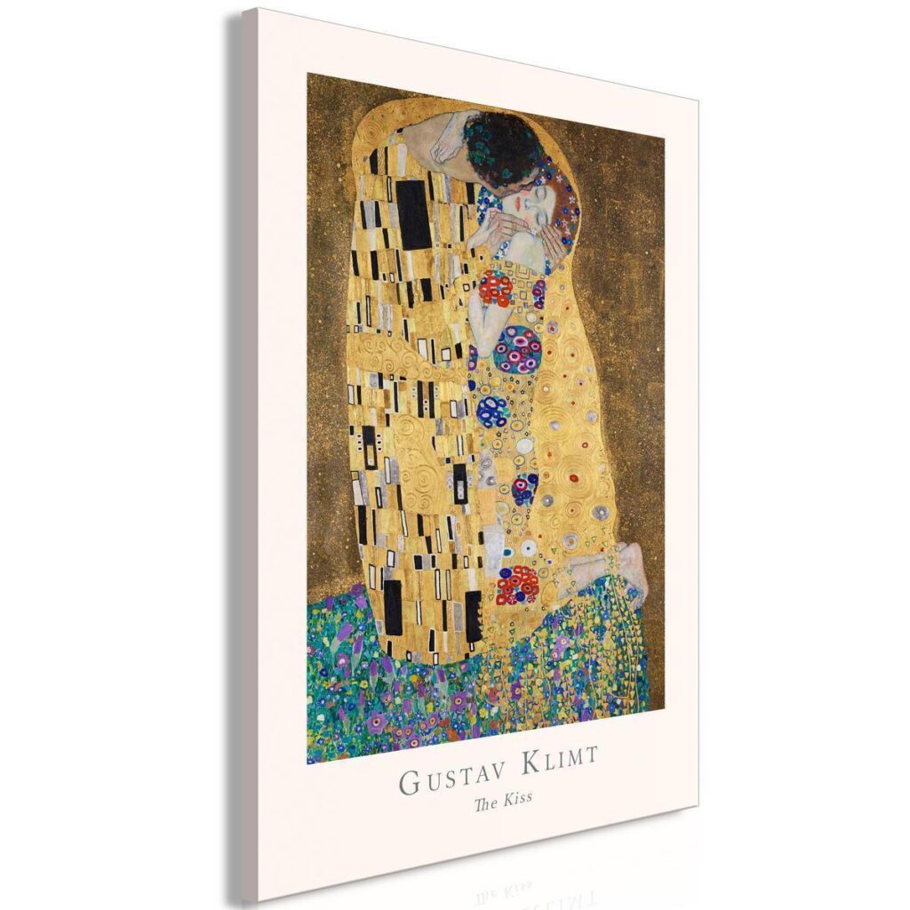 Schilderij - Gustav Klimt - The Kiss (1 Part) Vertical - Afbeelding 2