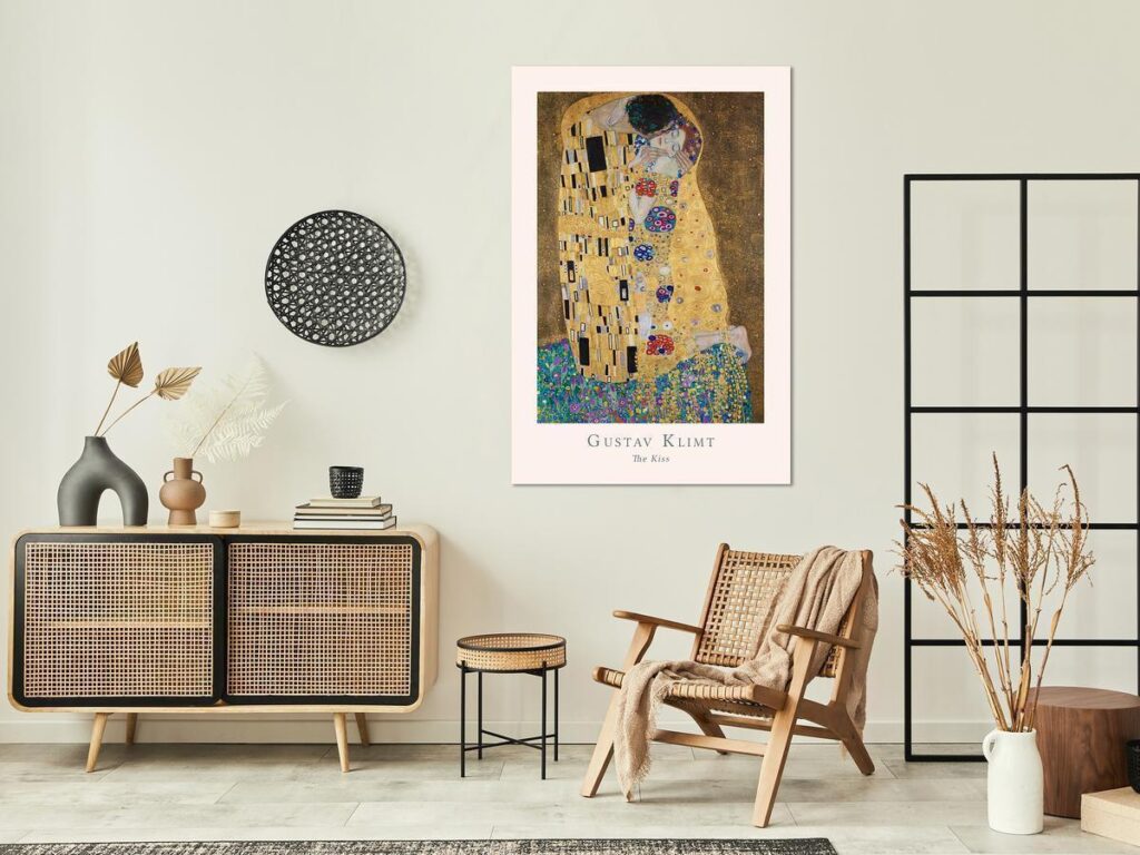 Schilderij - Gustav Klimt - The Kiss (1 Part) Vertical