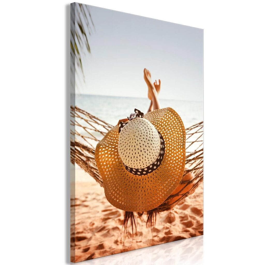 Schilderij - Hammock on the Beach (1 Part) Vertical - Afbeelding 2