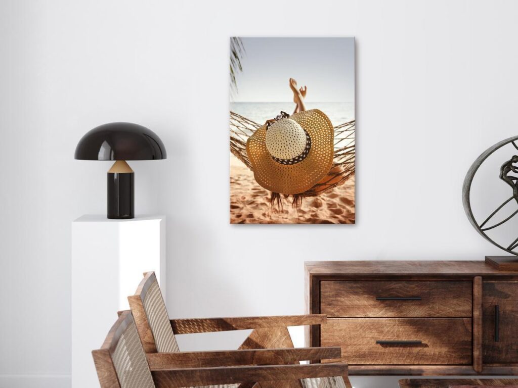 Schilderij - Hammock on the Beach (1 Part) Vertical