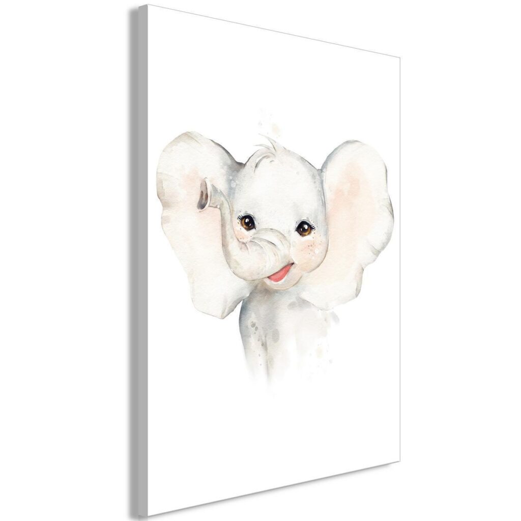 Schilderij - Happy Elephant (1 Part) Vertical - Afbeelding 2