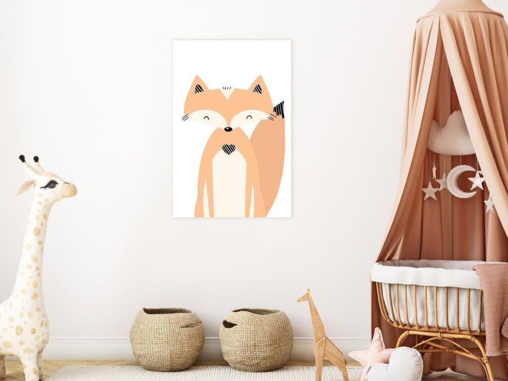 Schilderij - Happy Fox (1 Part) Vertical