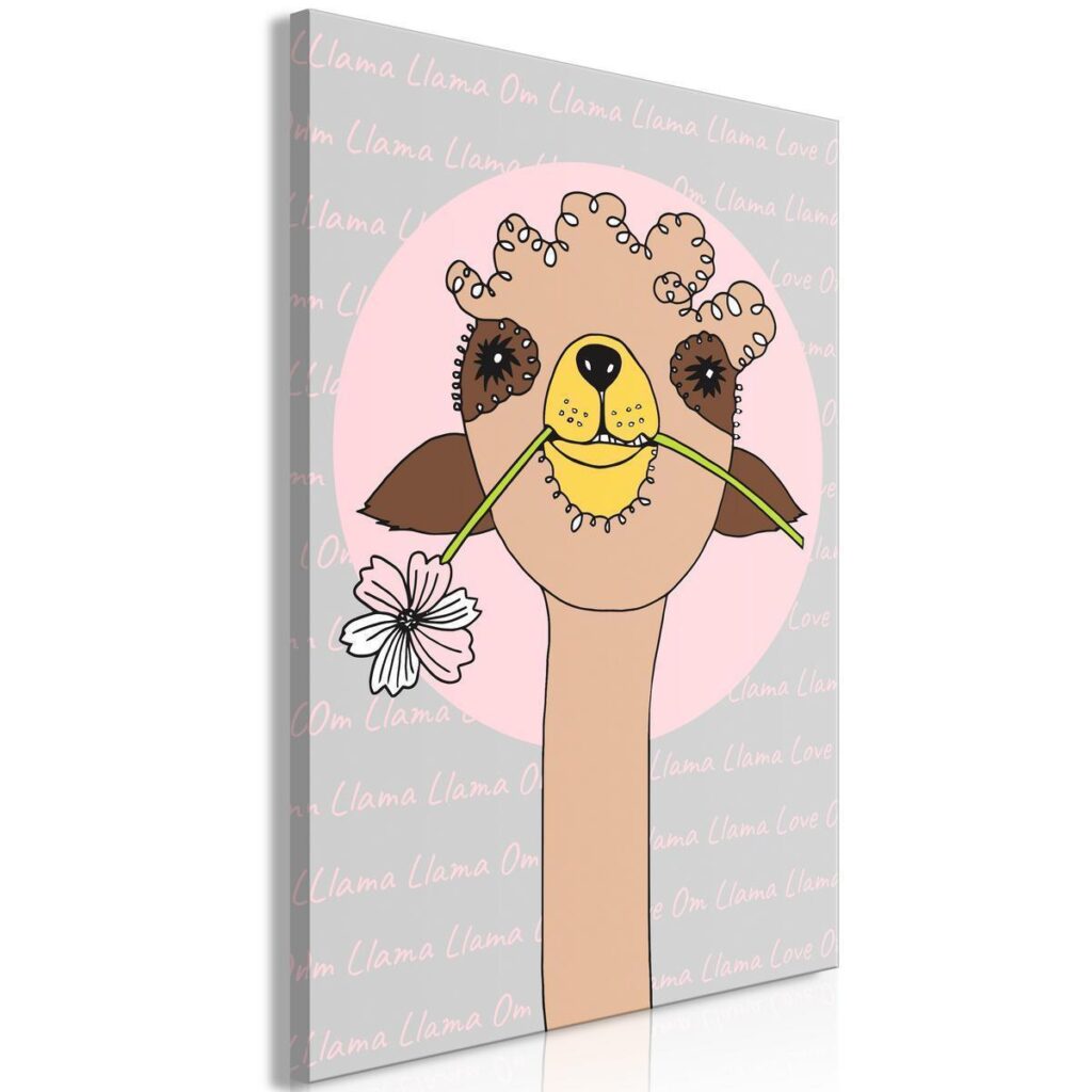 Schilderij - Happy Llama (1 Part) Vertical - Afbeelding 2