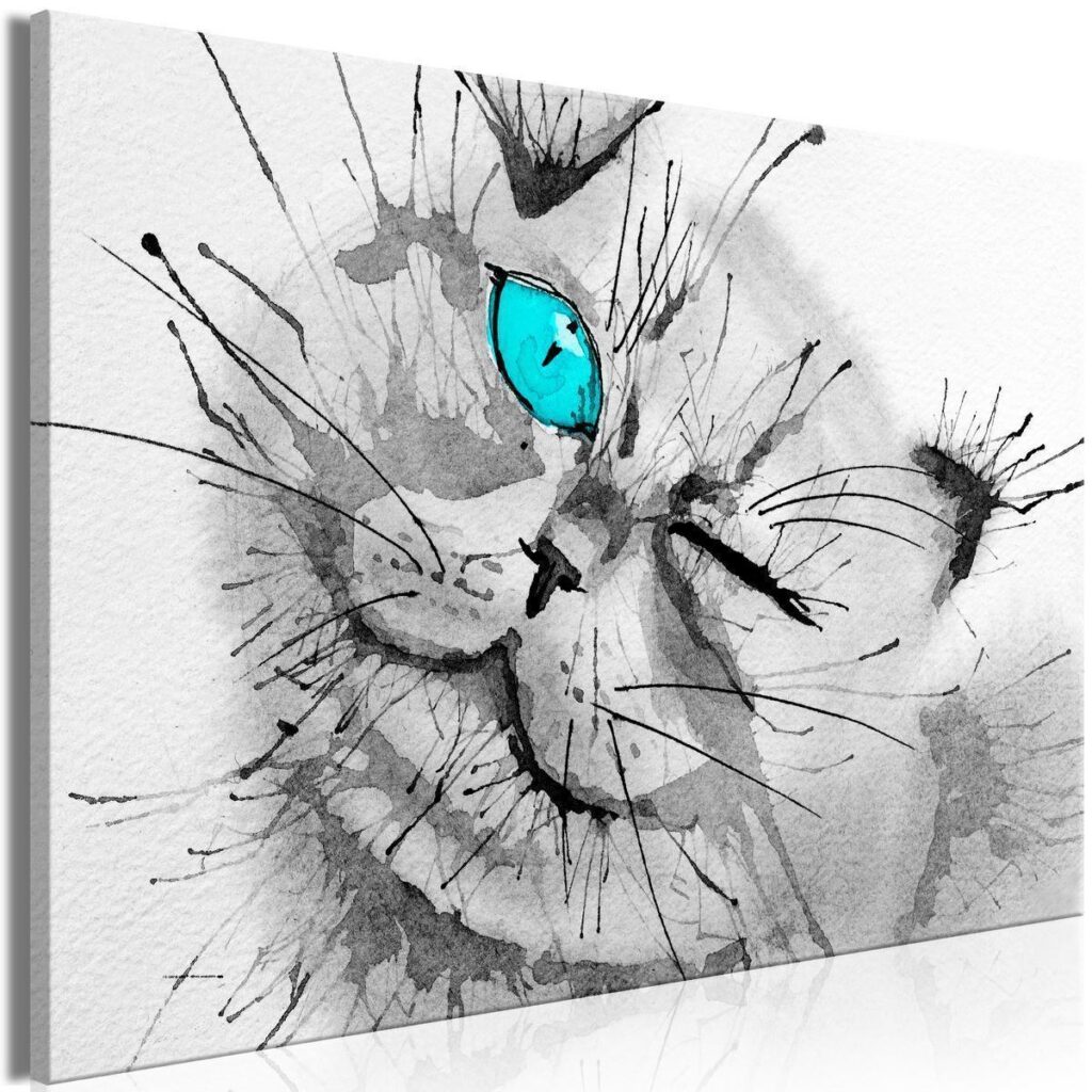 Schilderij - Happy Look (1 Part) Wide Blue - Afbeelding 2