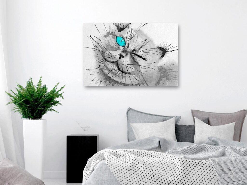 Schilderij - Happy Look (1 Part) Wide Blue