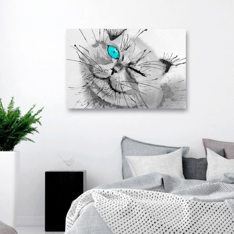 Schilderij - Happy Look (1 Part) Wide Blue