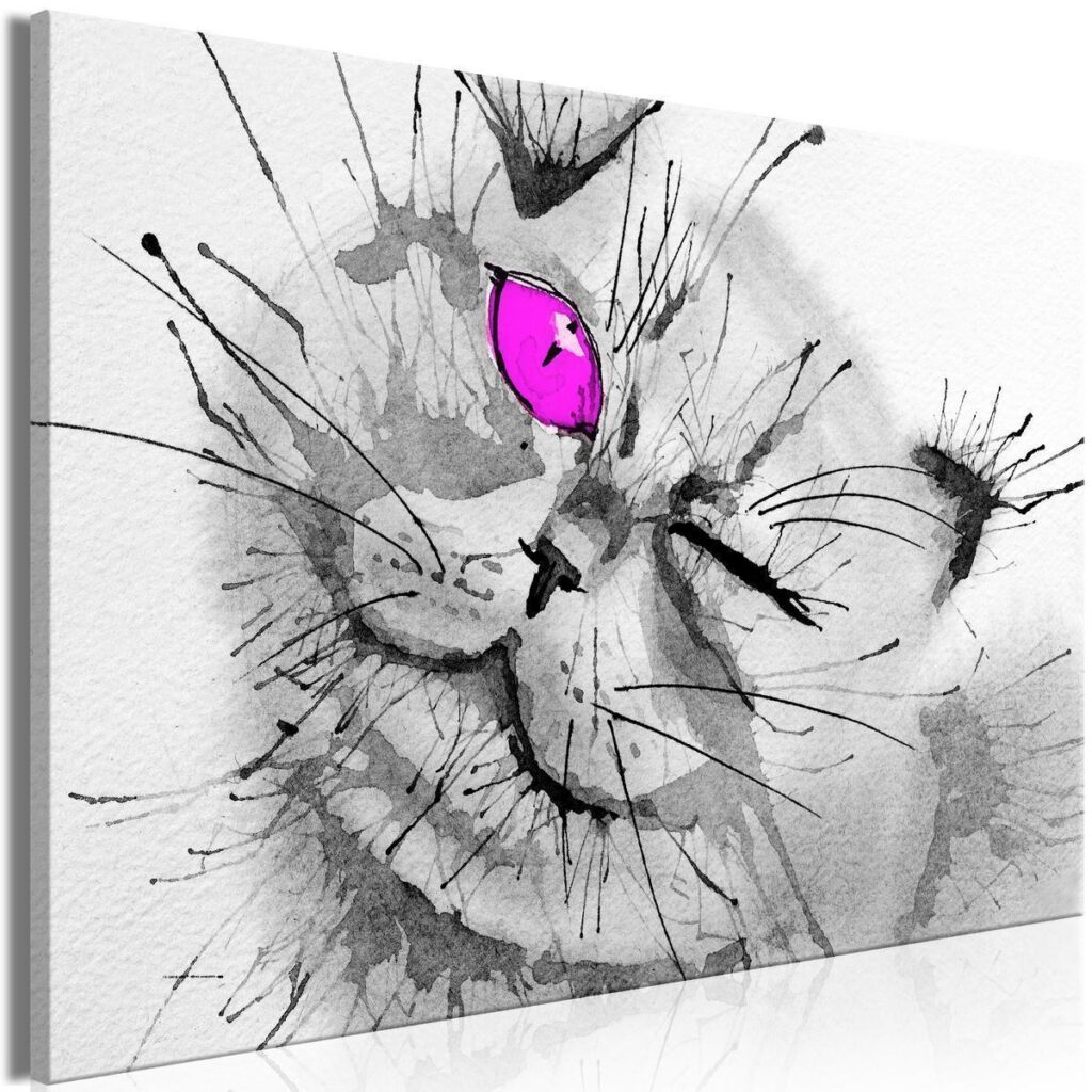 Schilderij - Happy Look (1 Part) Wide Pink - Afbeelding 2