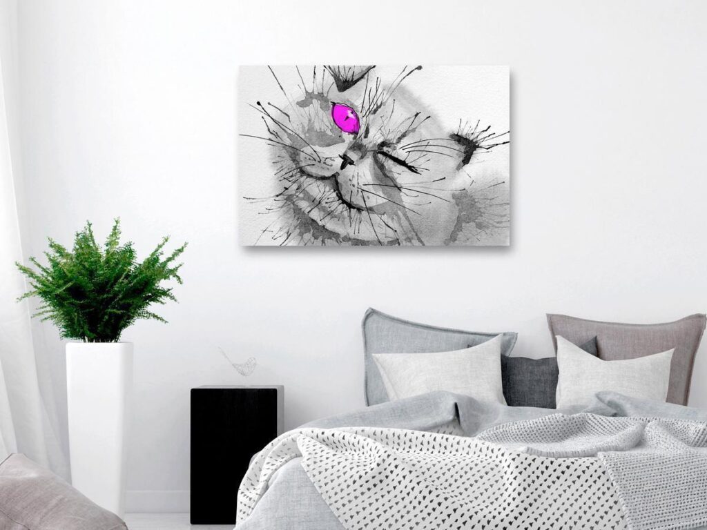 Schilderij - Happy Look (1 Part) Wide Pink