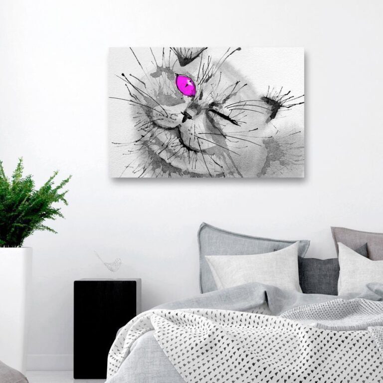 Schilderij - Happy Look (1 Part) Wide Pink