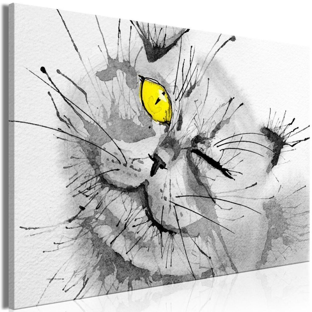 Schilderij - Happy Look (1 Part) Wide Yellow - Afbeelding 2