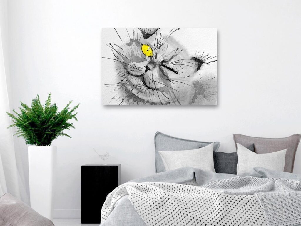 Schilderij - Happy Look (1 Part) Wide Yellow