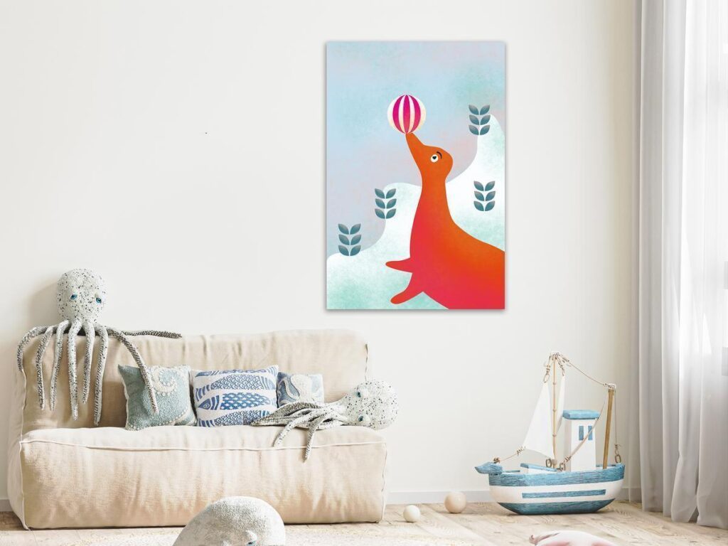 Schilderij - Happy Seal (1 Part) Vertical
