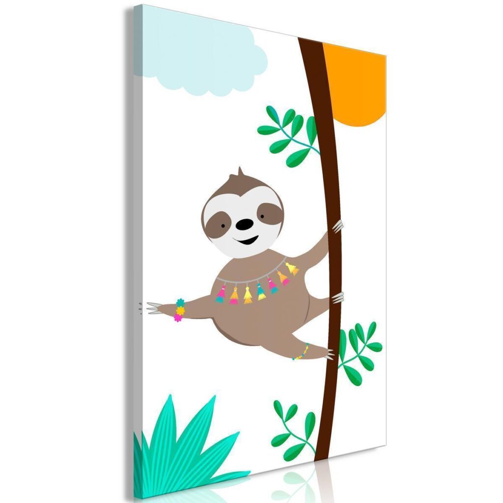 Schilderij - Happy Sloth (1 Part) Vertical - Afbeelding 2