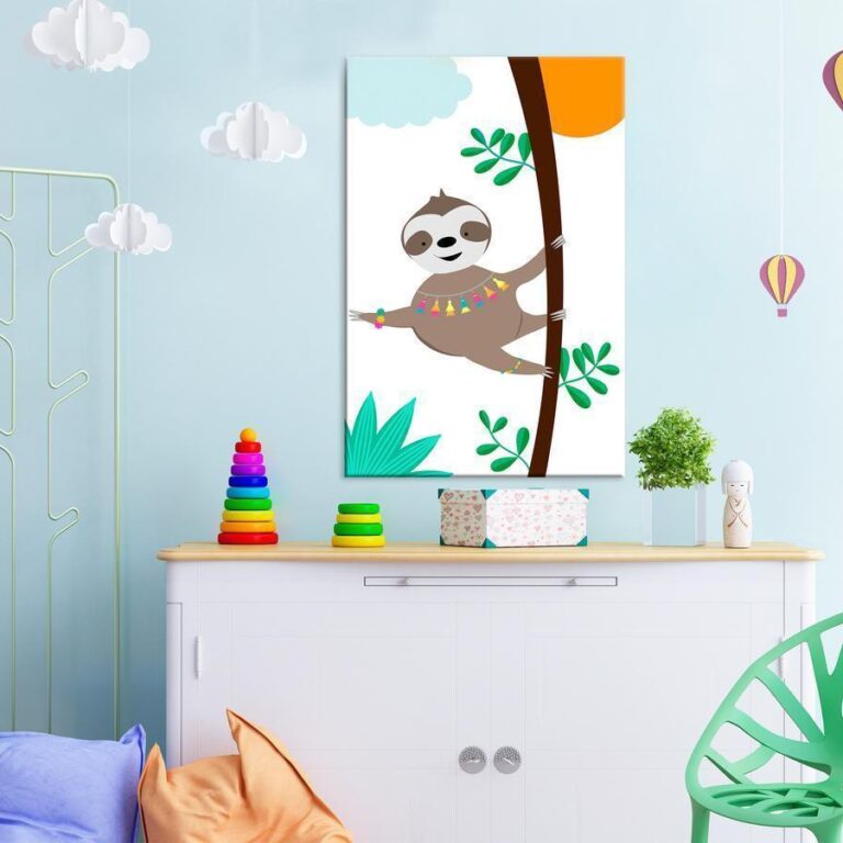 Schilderij - Happy Sloth (1 Part) Vertical