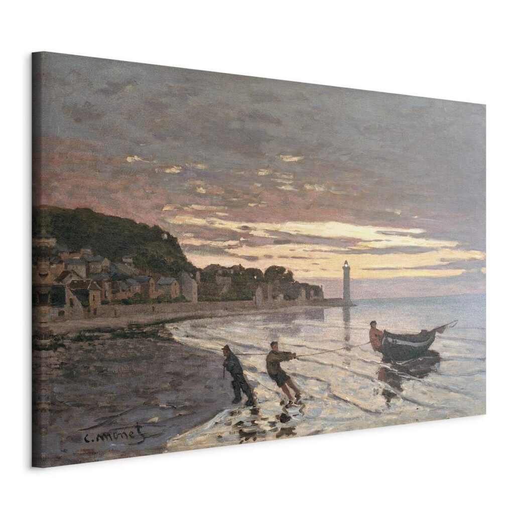 Schilderij - Hauling a Boat Ashore, Honfleur - Afbeelding 2