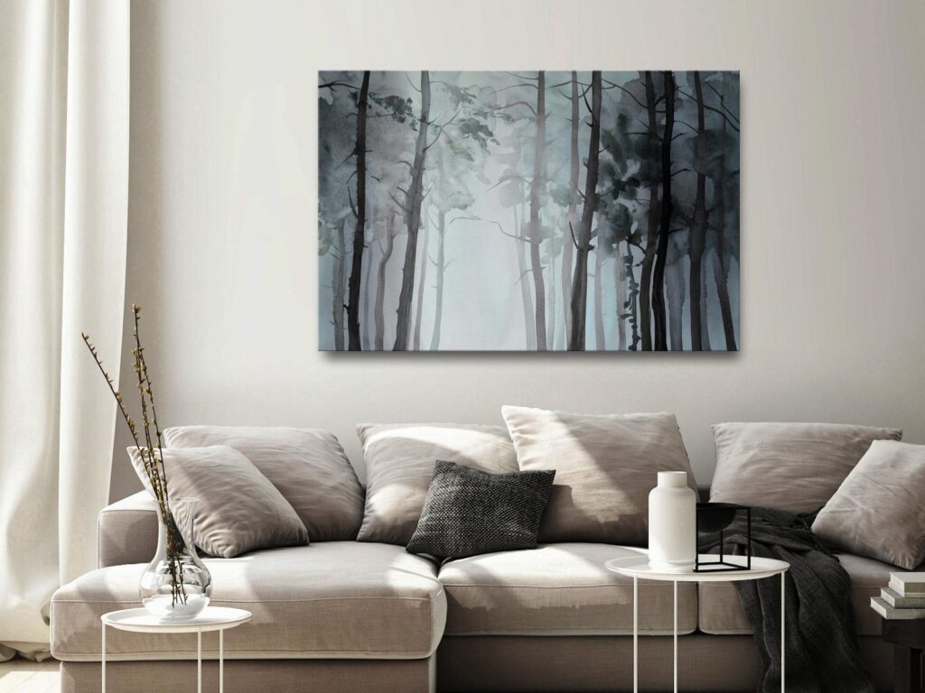 Schilderij - Hazy Forest (1 Part) Wide