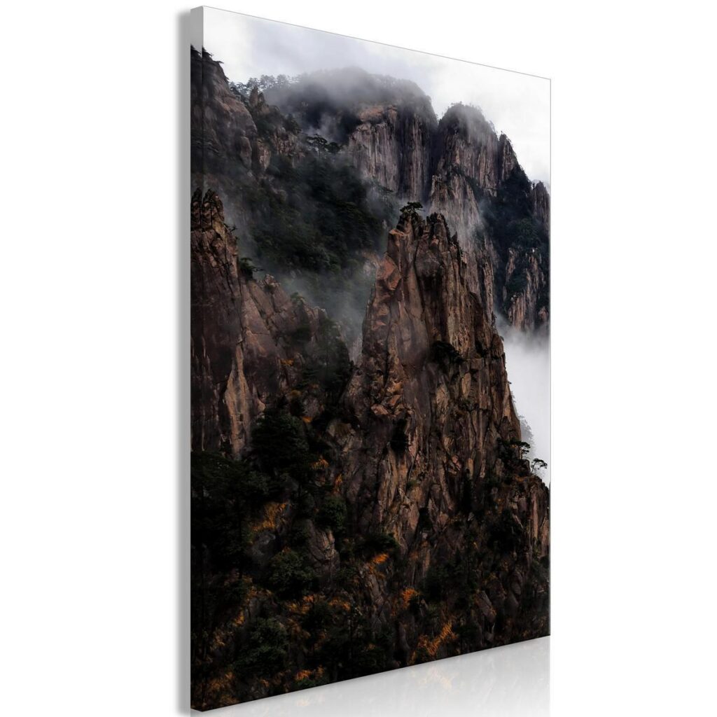 Schilderij - Heart of Mountain Landscape (1-part) - Clouds Amid Rocks - Afbeelding 2