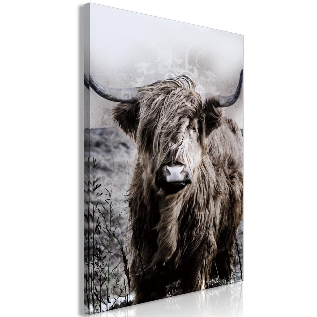 Schilderij - Highland Cow in Sepia - Afbeelding 2