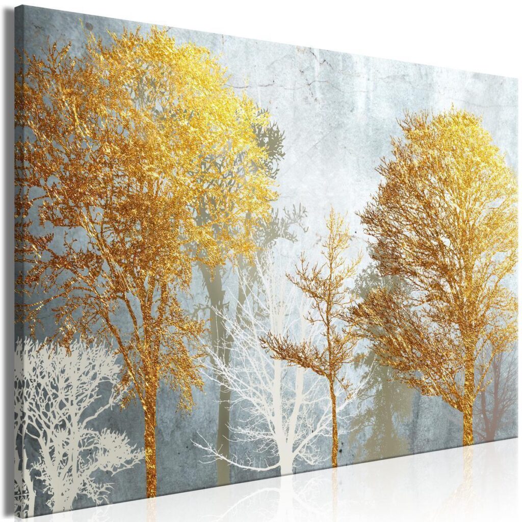 Schilderij - Hoarfrost and Gold (1 Part) Wide