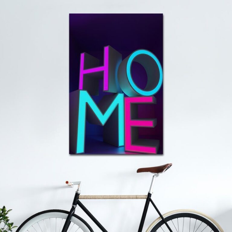 Schilderij - Home Neon (1 Part) Vertical