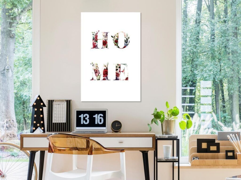 Schilderij - Home in Flowers (1 Part) Vertical