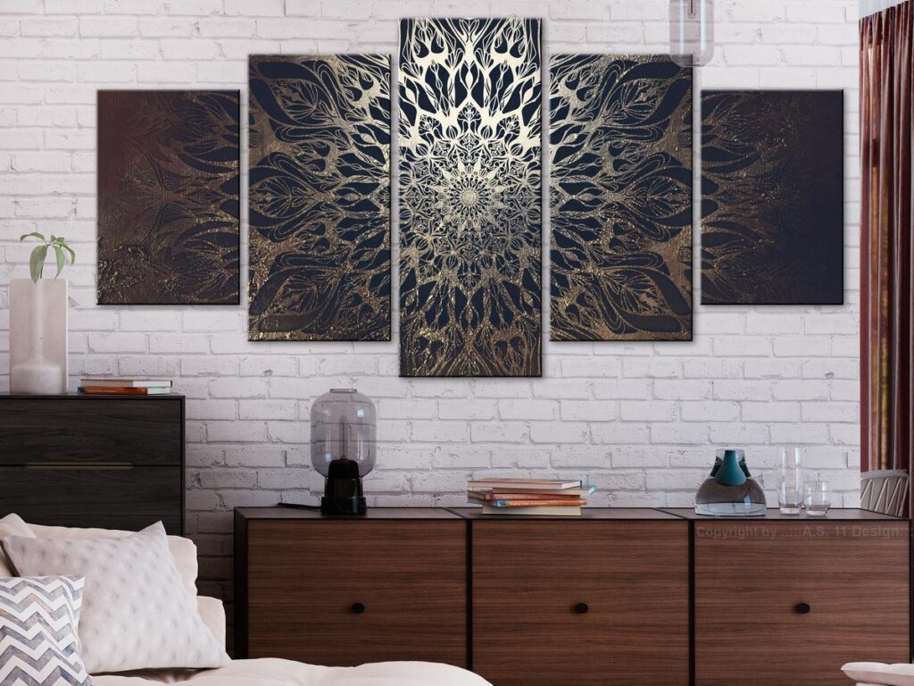 Schilderij - Hypnosis (5 Parts) Brown Wide - Afbeelding 2