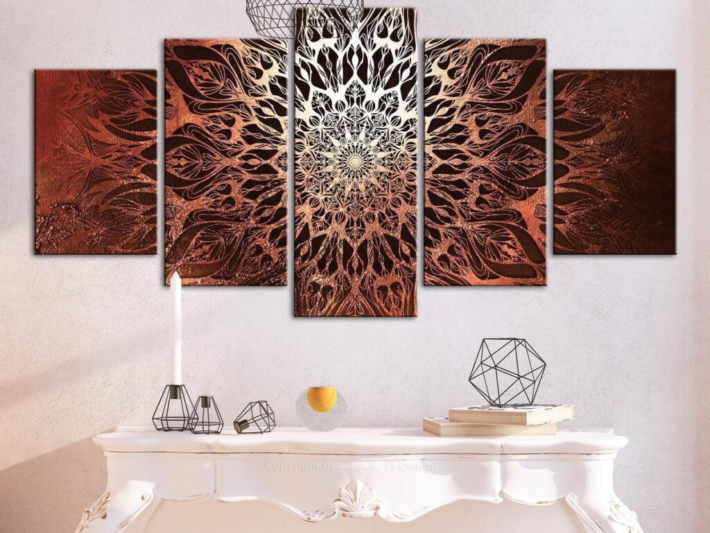 Schilderij - Hypnosis (5 Parts) Orange Wide - Afbeelding 2