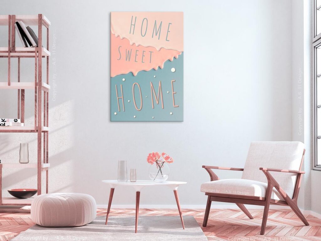 Schilderij - Inscriptions: Home Sweet Home (1 Part) Vertical