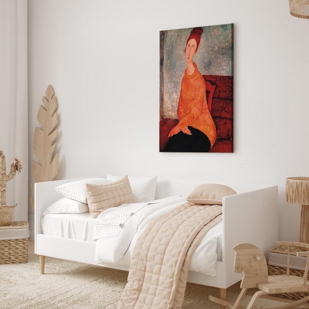 Schilderij - Jeanne Hebuterne in a Yellow Sweater - Afbeelding 3