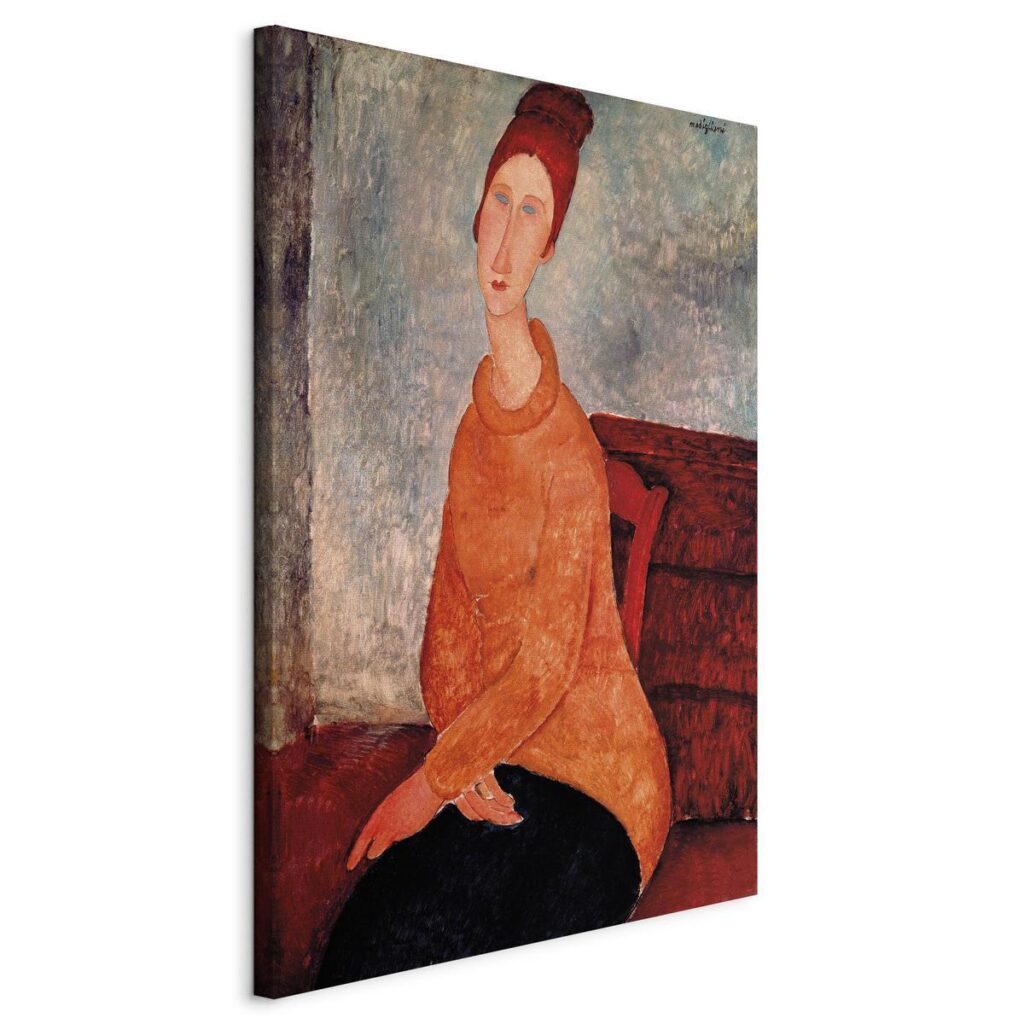 Schilderij - Jeanne Hebuterne in a Yellow Sweater