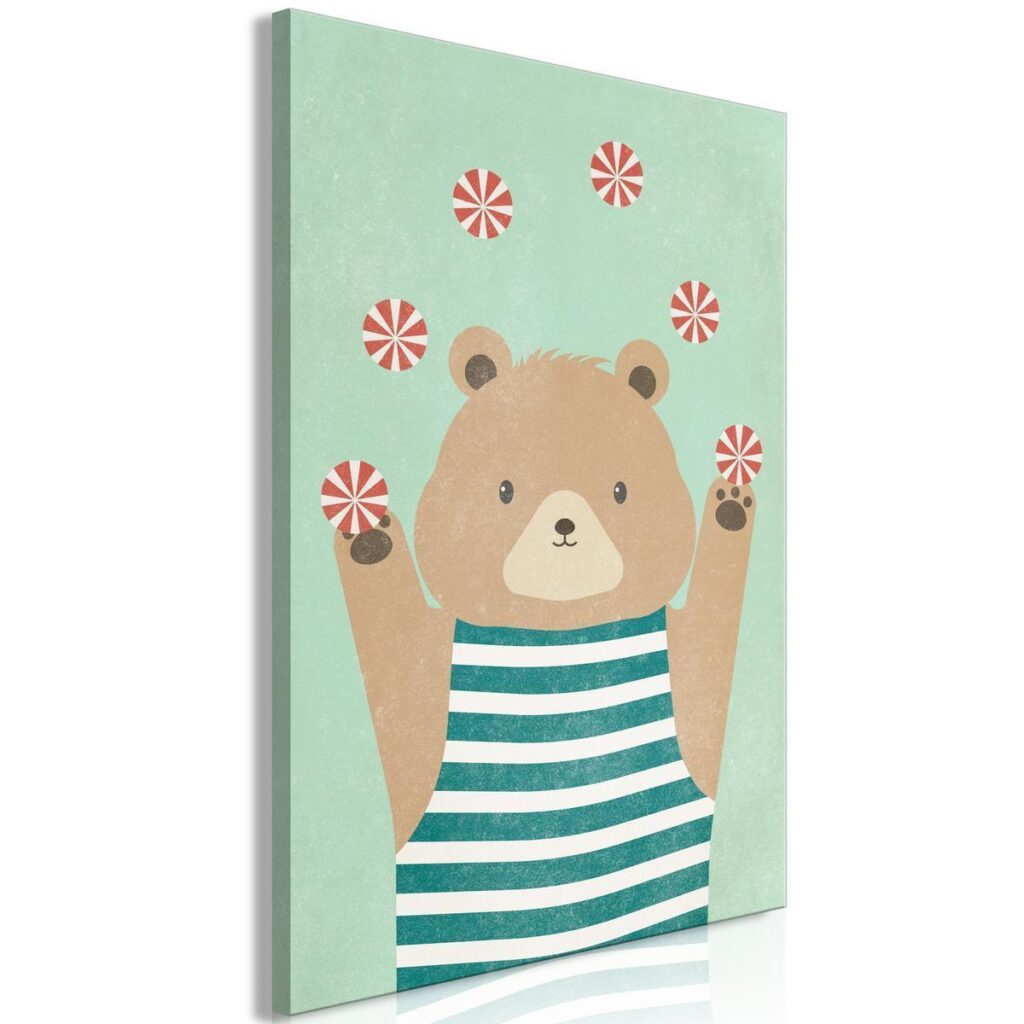 Schilderij - Juggling Bear (1 Part) Vertical - Afbeelding 2