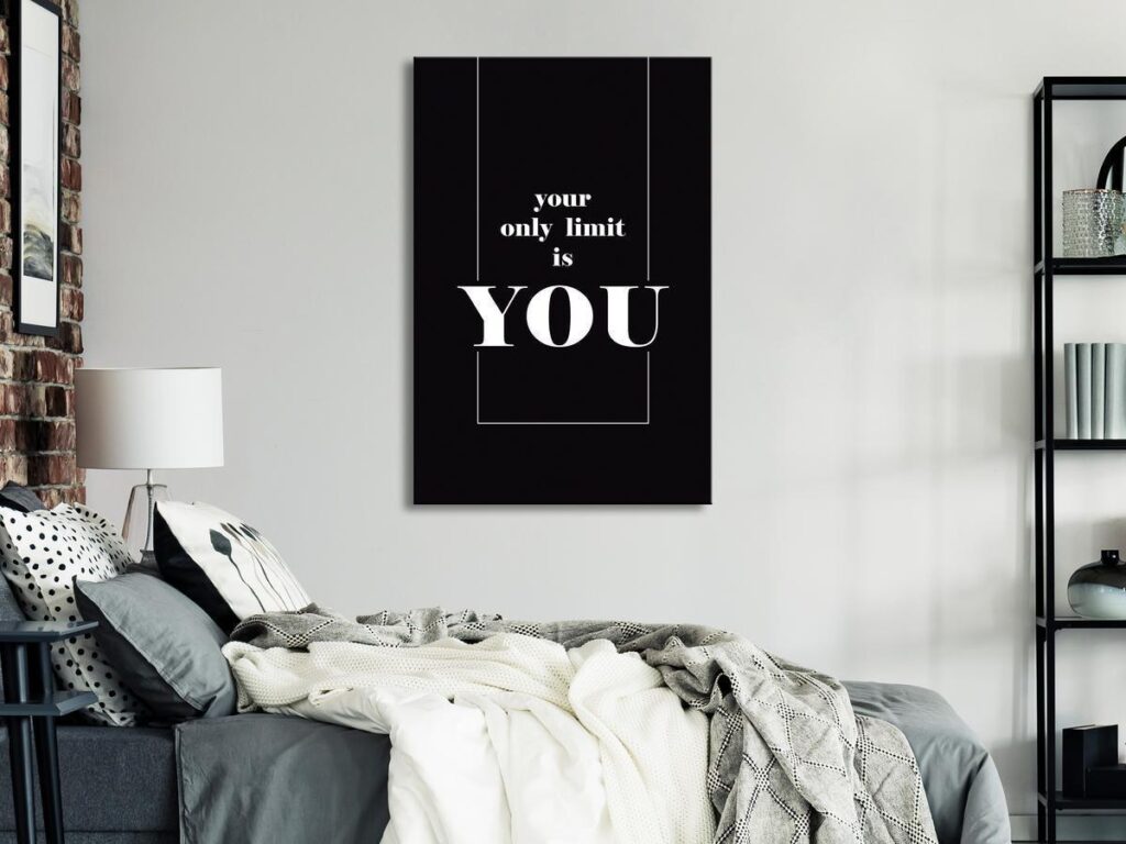 Schilderij - Key to Success (1-part) - Black and White English Inscriptions