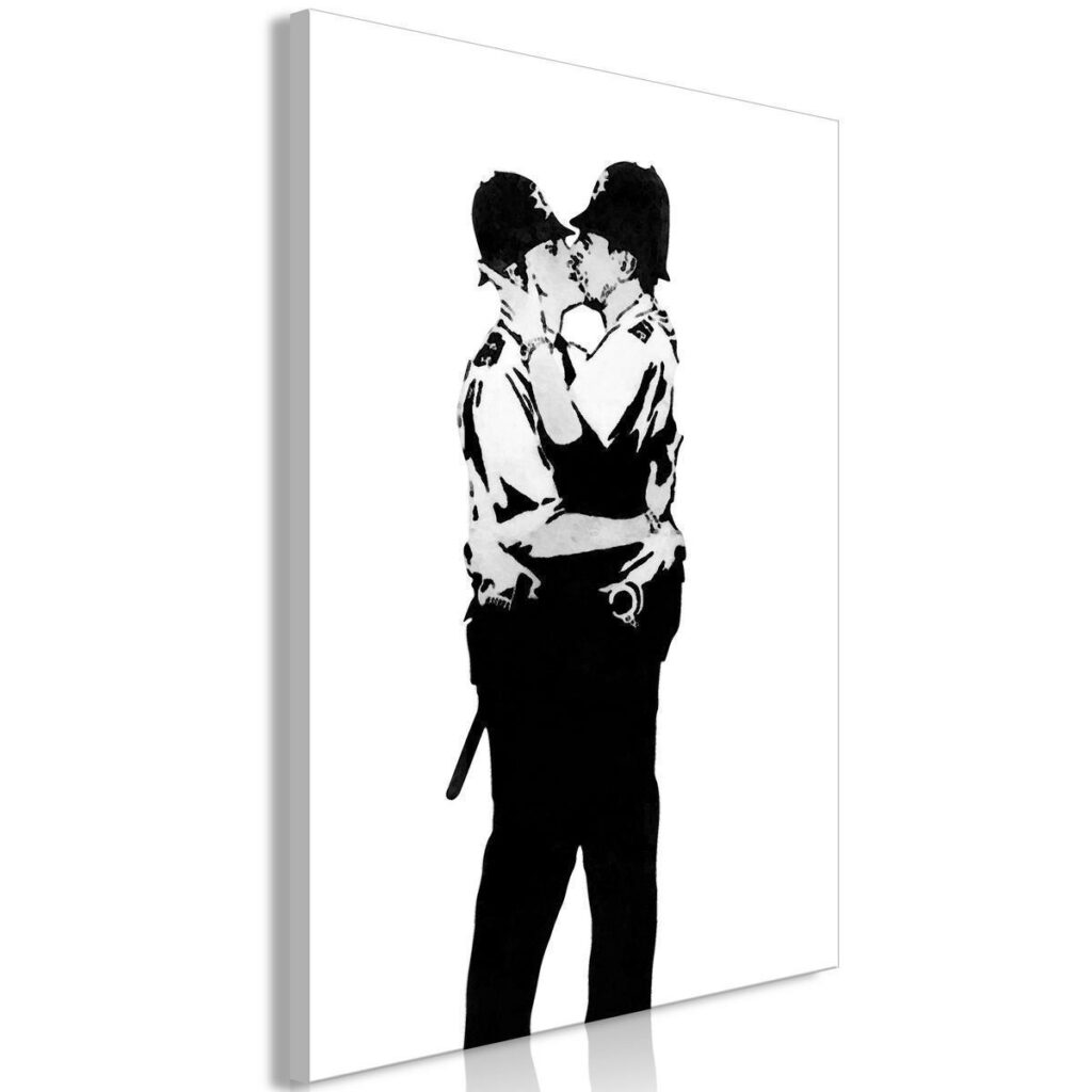 Schilderij - Kissing Coppers (1 Part) Vertical - Afbeelding 2