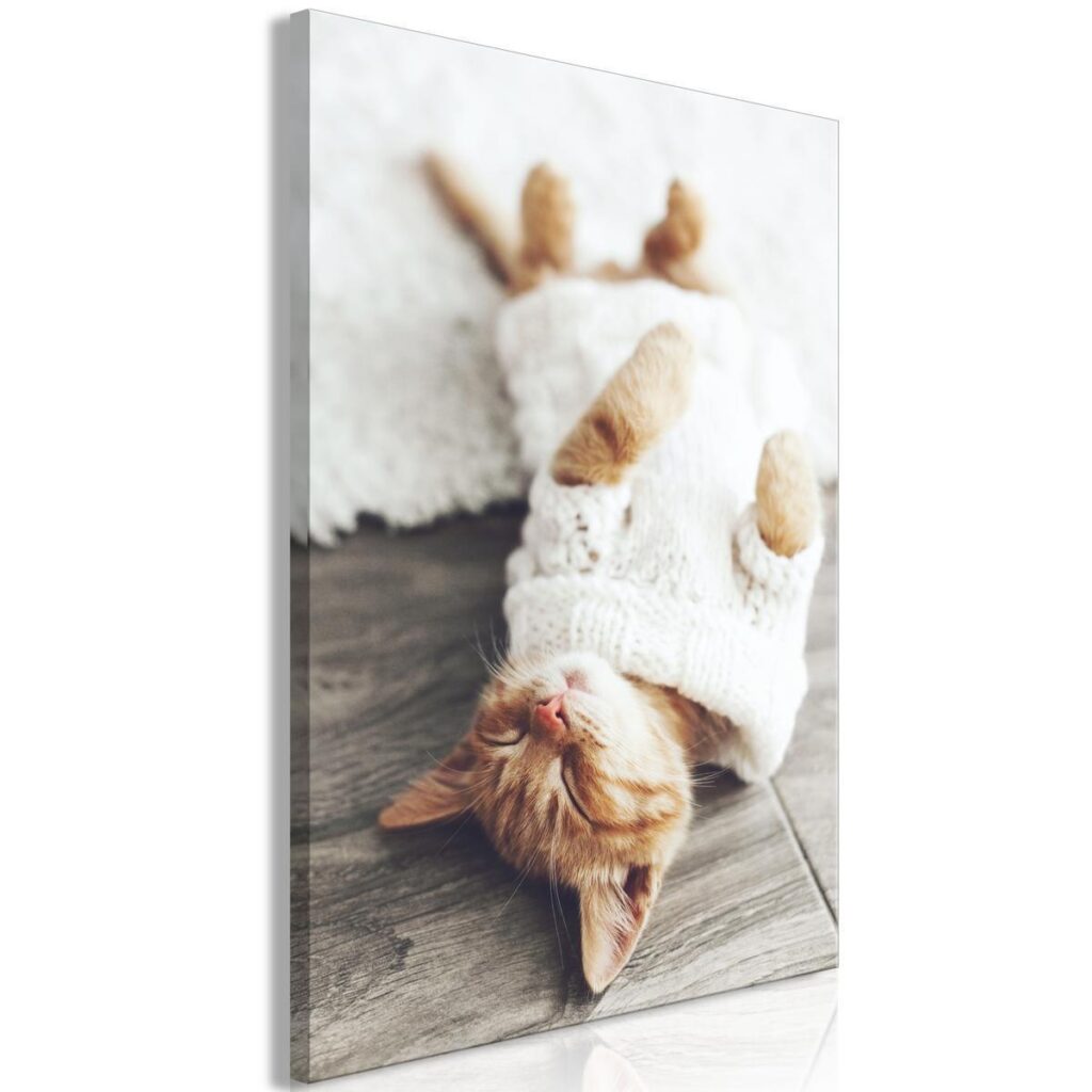 Schilderij - Lazy Cat (1 Part) Vertical - Afbeelding 2