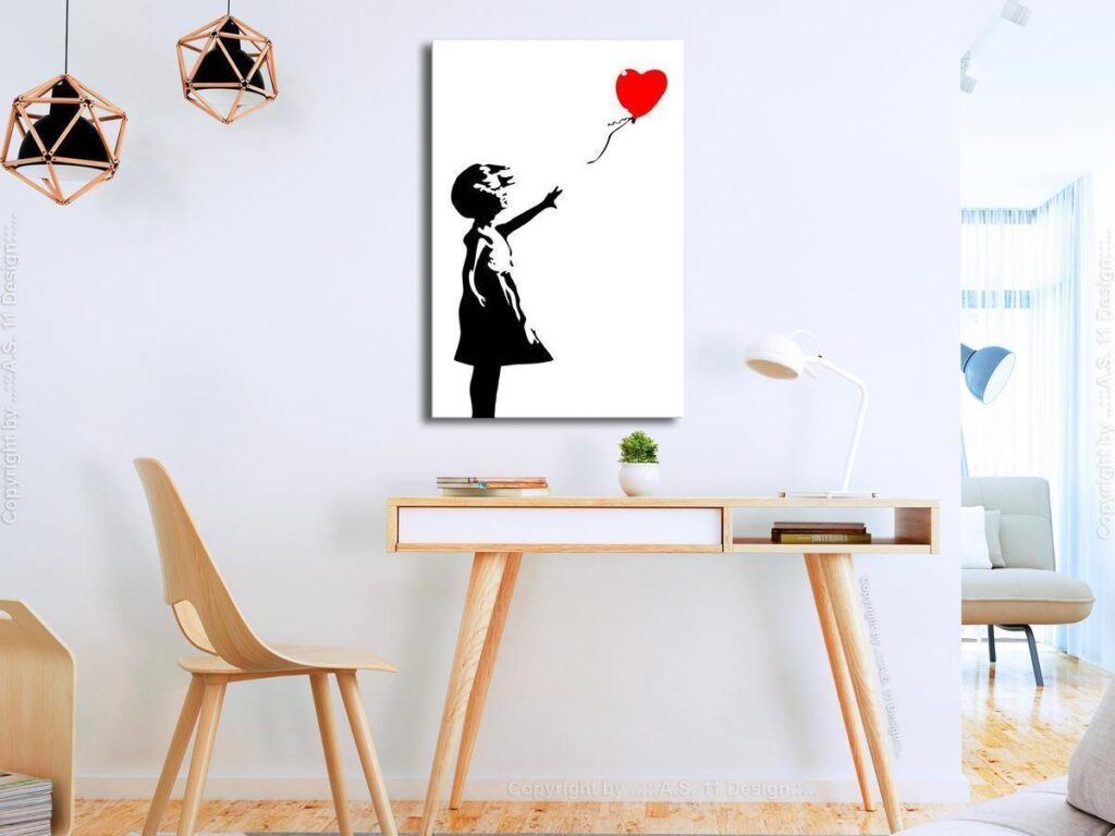 Schilderij - Little Girl with a Balloon (1 Part) Vertical