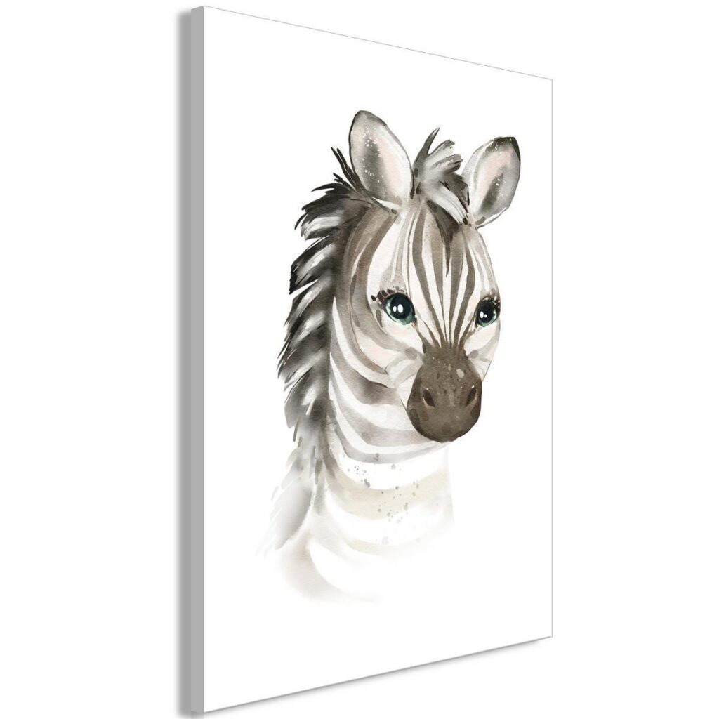 Schilderij - Little Zebra (1 Part) Vertical - Afbeelding 2