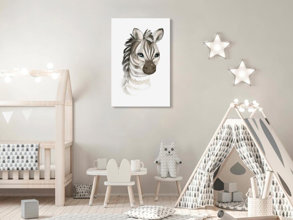 Schilderij - Little Zebra (1 Part) Vertical