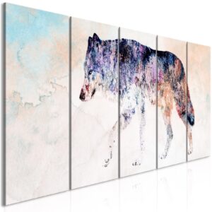 Schilderij - Lonely Wolf (5 Parts) Narrow