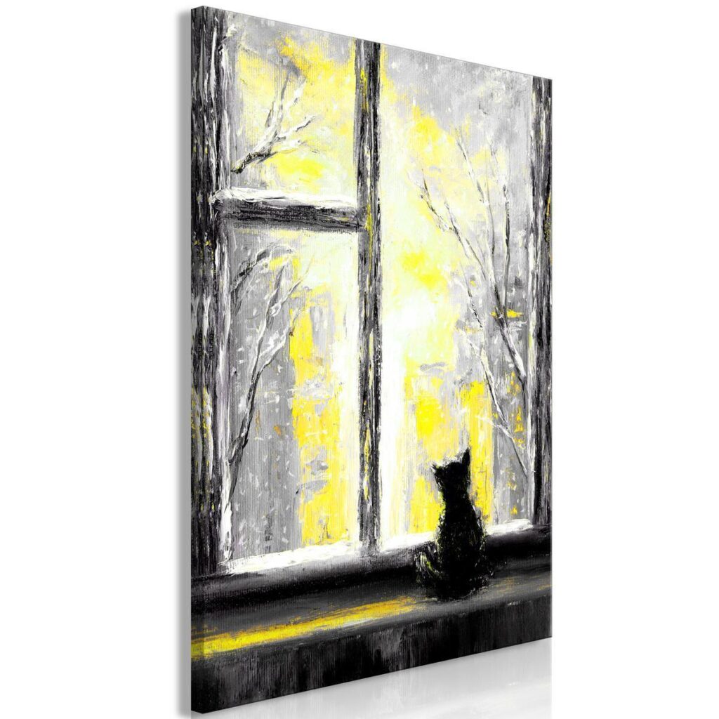 Schilderij - Longing Kitty (1 Part) Vertical Yellow - Afbeelding 2