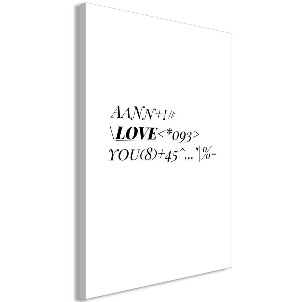 Schilderij - Love Code (1 Part) Vertical - Afbeelding 2