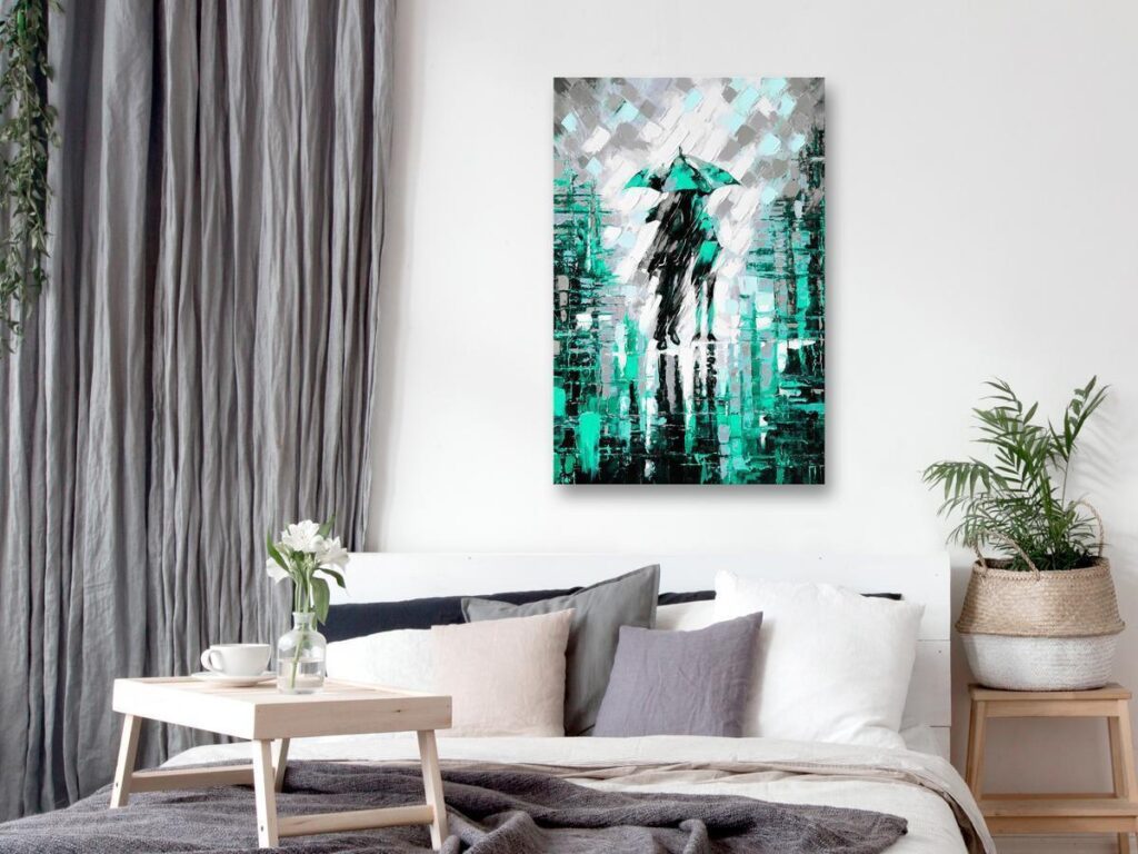 Schilderij - Lovers in Colour (1 Part) Vertical Green