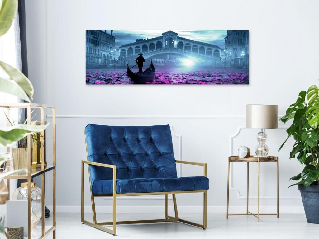 Schilderij - Magic Venice (1 Part) Narrow Blue