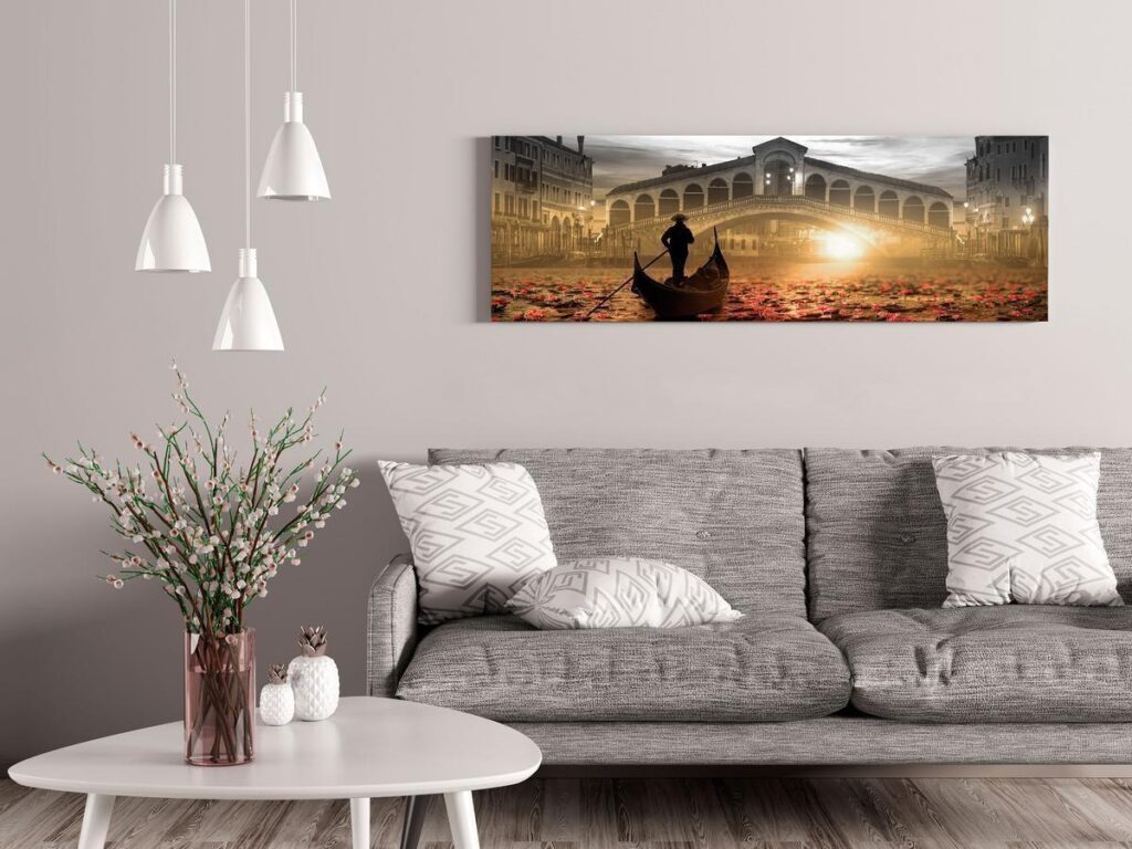 Schilderij - Magic Venice (1 Part) Narrow Orange