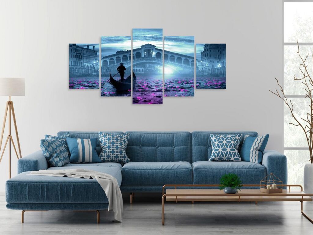Schilderij - Magic Venice (5 Parts) Wide Blue - Afbeelding 2