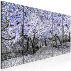 Schilderij - Magnolia Park (5 Parts) Narrow Violet