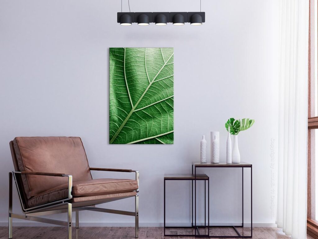 Schilderij - Malachite Leaf (1 Part) Vertical