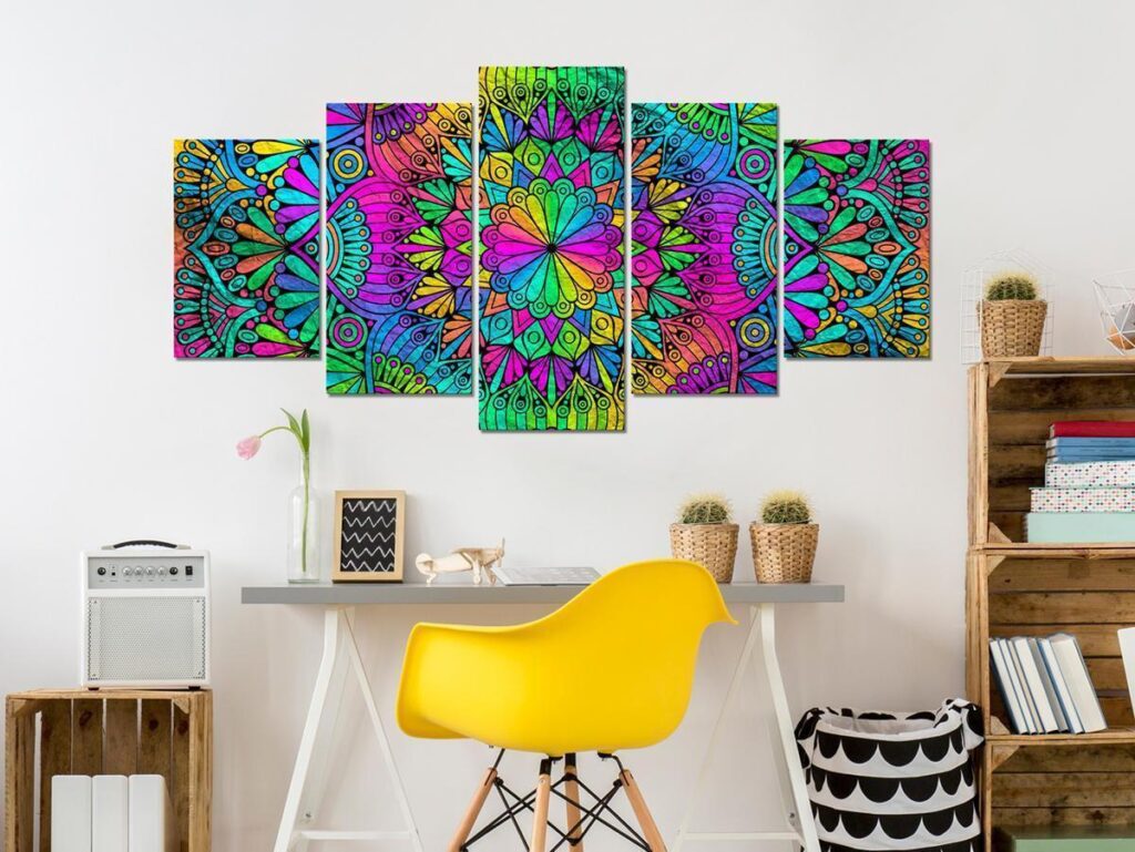 Schilderij - Mandala: Peacock Feathers - Afbeelding 2