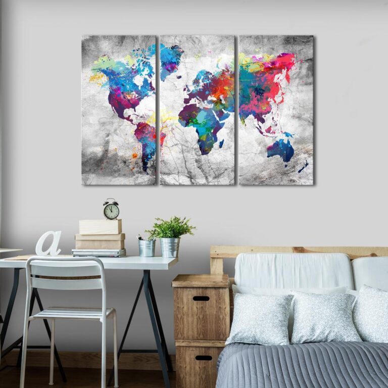 Schilderij - Maps: Grey Style