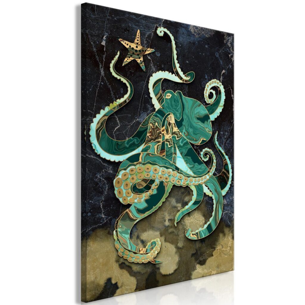 Schilderij - Marble Octopus (1 Part) Vertical - Afbeelding 2